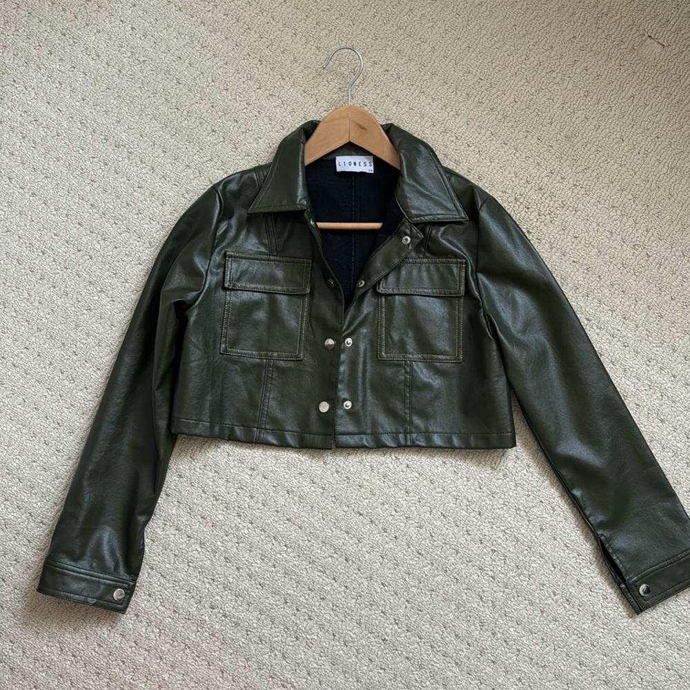 Cropped Lightweight Faux Leather Jacket